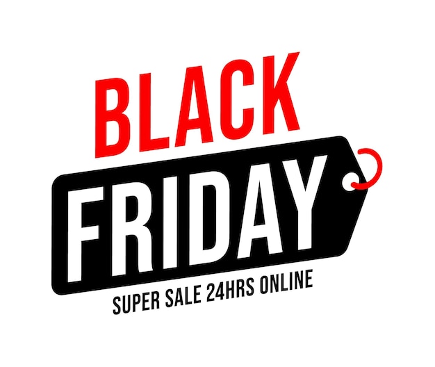 Black Friday promo tag with super sale offer only 24 hour. Limited in time mega discount advertisement for online shopping with cheap price vector illustration isolated on white background