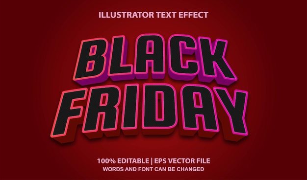 Black friday red bg editable text effect style