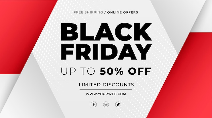 Vector black friday red black banner