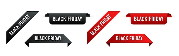 Black Friday red and black tag Vector clipart isolated on white background