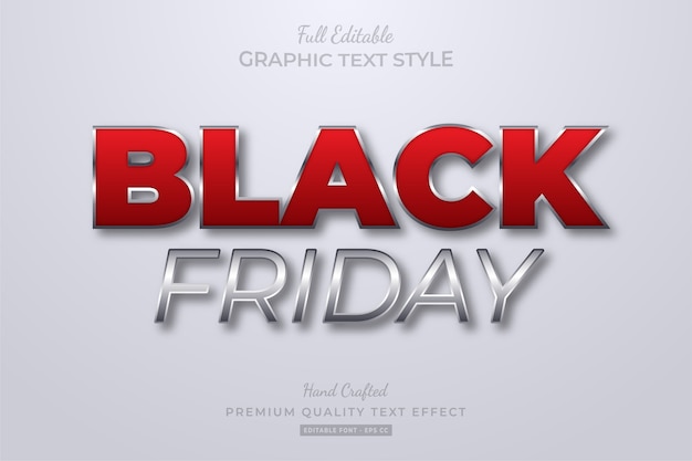 Black friday red silver editable text style effect