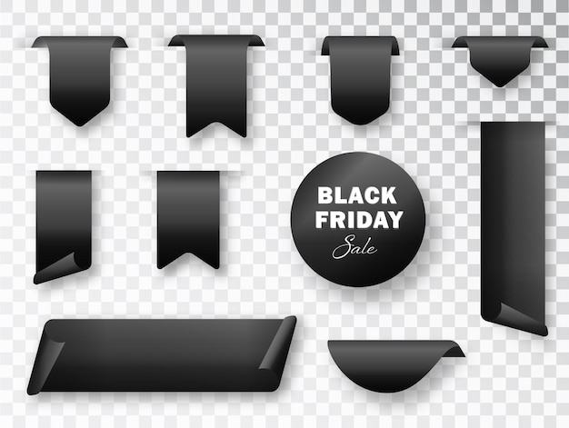 Black Friday Ribbons tags badges and labels Isolated