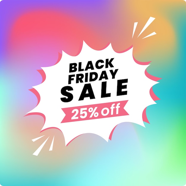 A black friday sale 25 percent off banner design with discount offer details vector illustration