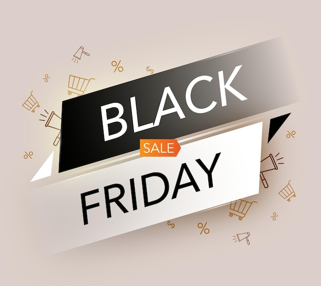 Black Friday sale abstract banner with elements and sign