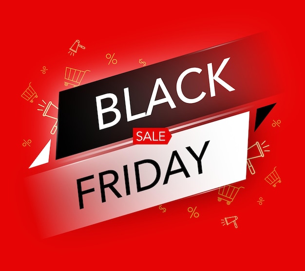 Black friday sale abstracte banner op rode achtergrond met sign