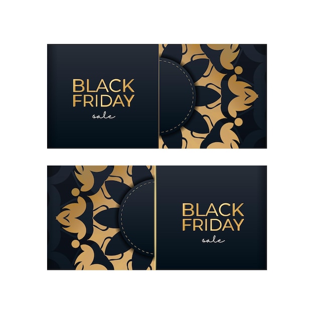 Annuncio di vendita del black friday in blu con motivo dorato di lusso