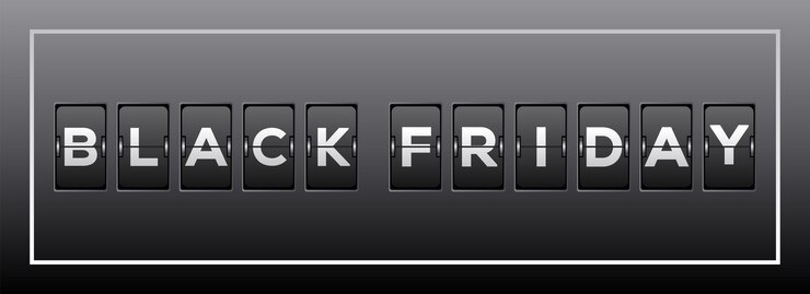 Vector black friday sale. analog flip clock