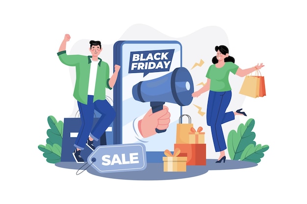 Vector black friday sale announcement illustration concept