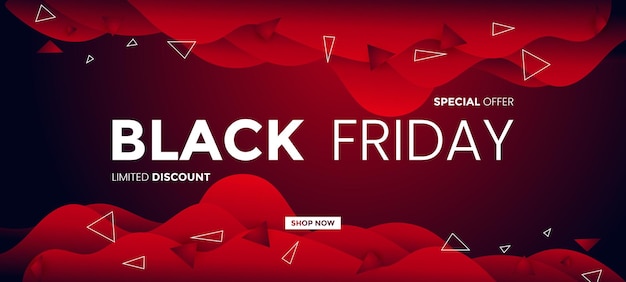 Black friday sale background. Modern black red design. Universal vector background for ads promotion