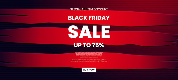 Black friday sale background. Modern black red design. Universal vector background for ads promotion