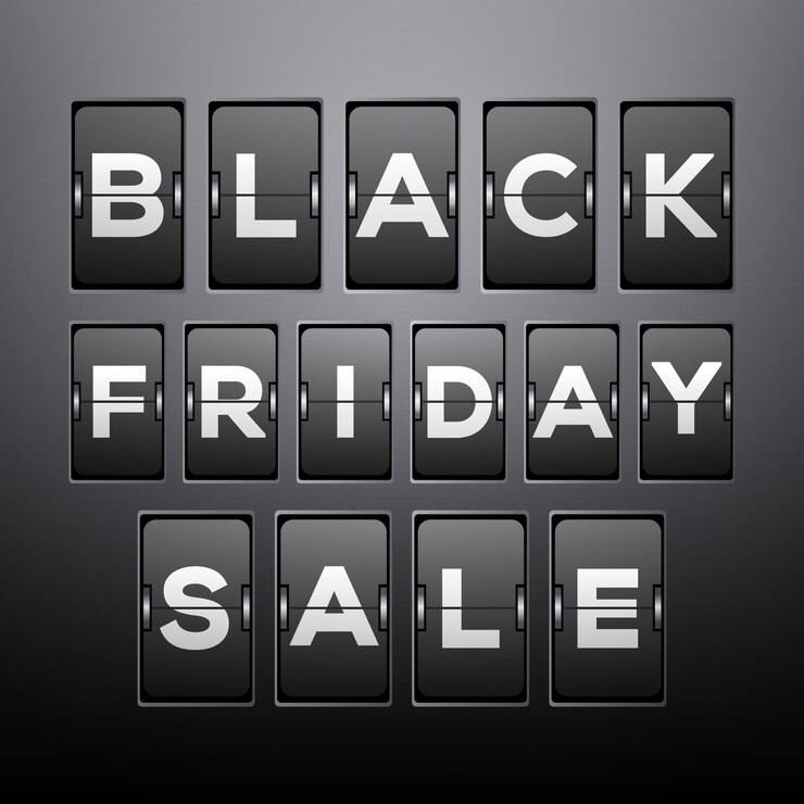 Vector black friday sale background with analog flip clock design