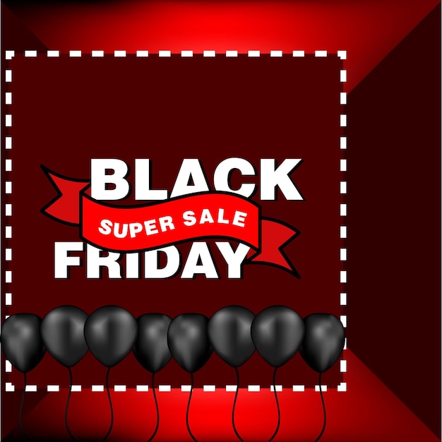 Black friday sale background with balloons and serpentine modern designuniversal vector background for poster banners flyers card vector illustration