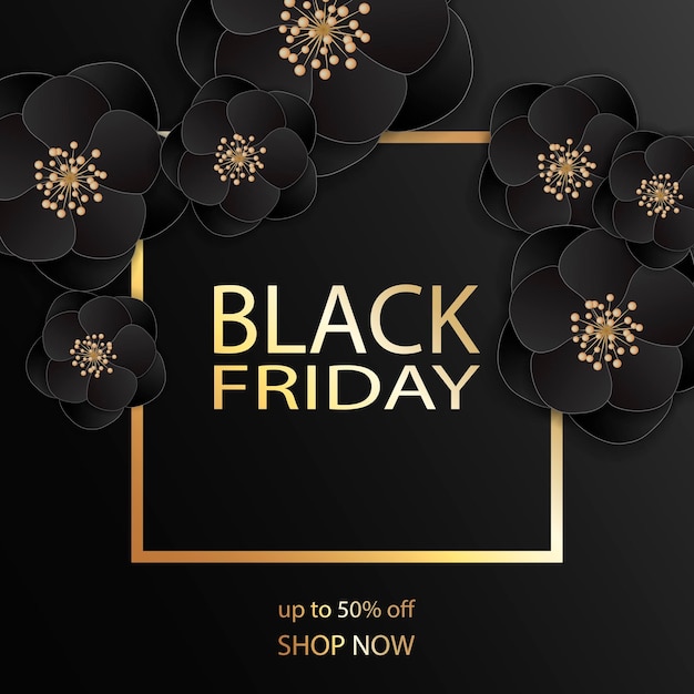 Black friday sale background with flowers