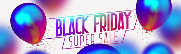 Black Friday Sale. Background with realistic balloons bright blue color gradient gasoline. Poster, banner for advertising and branding. Cover and brochure. header for website. vector illustration