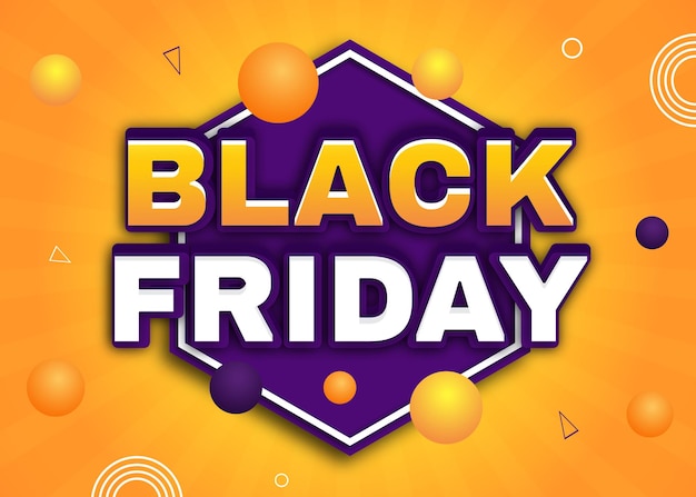 Banner di vendita del black friday 3d disegno vettoriale modificabile effetto testo