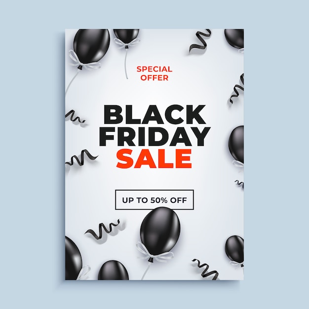 Black friday sale banner background with baloons poster