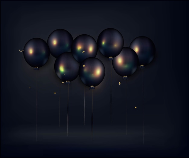 Vector black friday sale banner. black balloons decoration