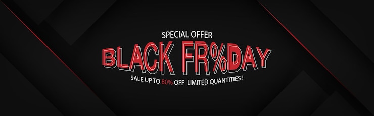 Vector black friday sale banner design on modern black background vector illustration
