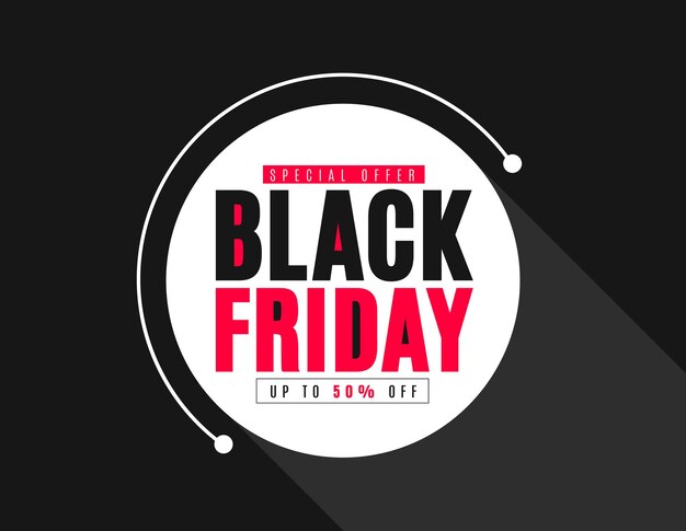 Vettore schema di progettazione di banner black friday sale schema di progettazione di sfondo black friday con rosso e nero