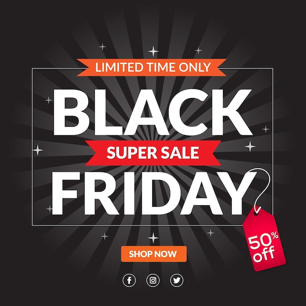 Black friday sale banner design template and social media post design