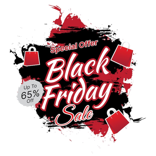 Design del banner di vendita del black friday con illustrazione vettoriale stile grunge