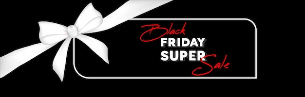 Black Friday Sale banner flyer tekst en witte strik op zwarte achtergrond