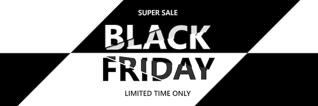 Banner di vendita del black friday. design moderno e minimale con tipografia in bianco e nero