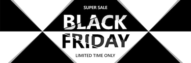 Banner di vendita del black friday. design moderno e minimale con tipografia in bianco e nero