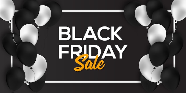 Black Friday Sale Banner ontwerpsjabloon zwarte achtergrond met witte en zwarte achtergrond