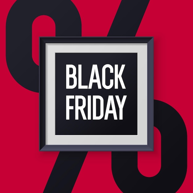 Black Friday sale banner Original concept poster discount sale Vector illustration with realistic frame