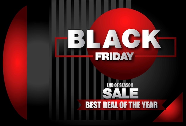 Black friday vendita banner poster layout design colore rosso su sfondo scuro