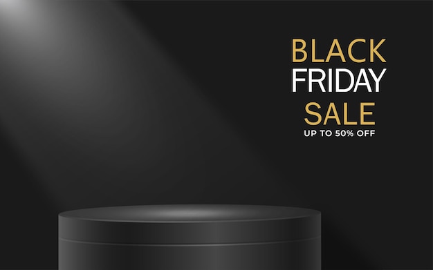 Vendita del black friday. banner, poster, logo su sfondo scuro