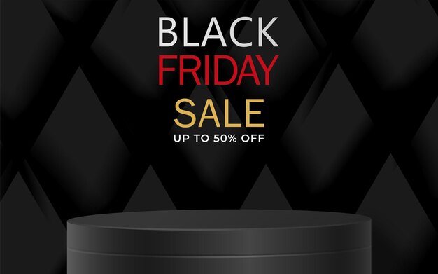 Vendita del black friday. banner, poster, logo su sfondo scuro