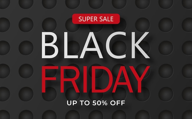 Vendita del black friday. banner, poster, logo su sfondo scuro