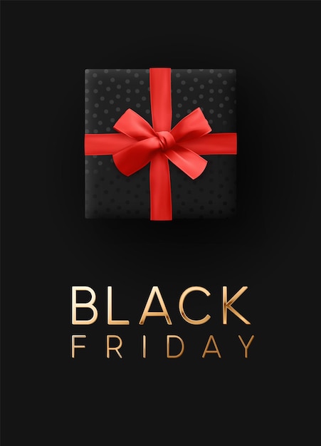 Black Friday Sale. Banner, poster, logo golden color on dark background.