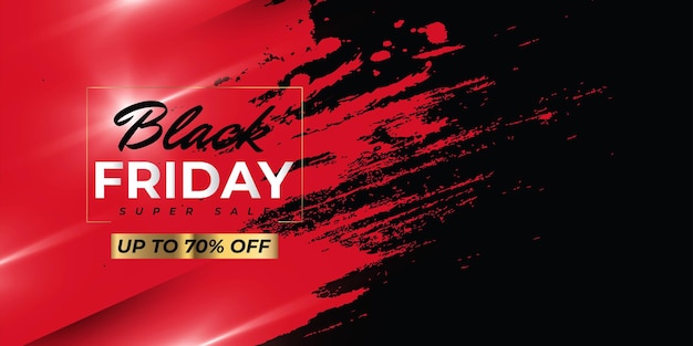 Black Friday Sale Banner or Poster with Red and Black Brush Background Advertising and Promotion Banner Design for Black Friday Campaign Shopping Website Header Template