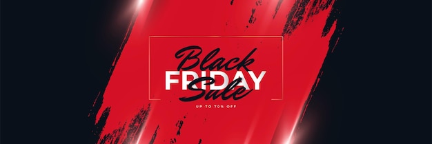 Баннер распродажи Черной пятницы или плакат с красной и черной кистью. Рекламный и рекламный дизайн баннера для шаблона заголовка веб-сайта для покупок в Черную пятницу.