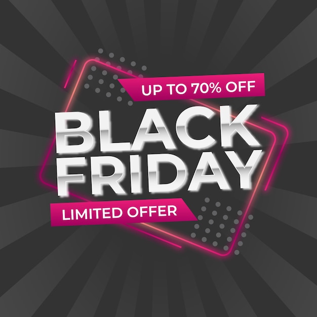 Black Friday Sale. Banner,  Purple Glow color on dark background