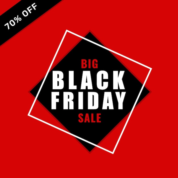 Black Friday sale banner on red background Vector