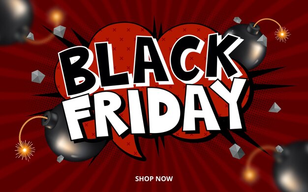 Vector black friday sale banner seasonal sales concept in cartoon style