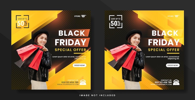 Black Friday Sale Banner for Social Media Post or Flyer Template