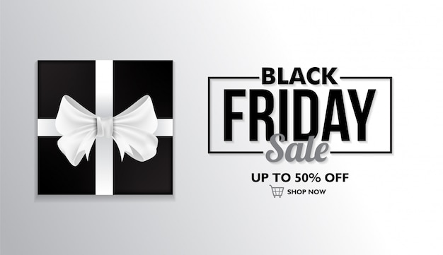 Black friday sale banner template with gifts