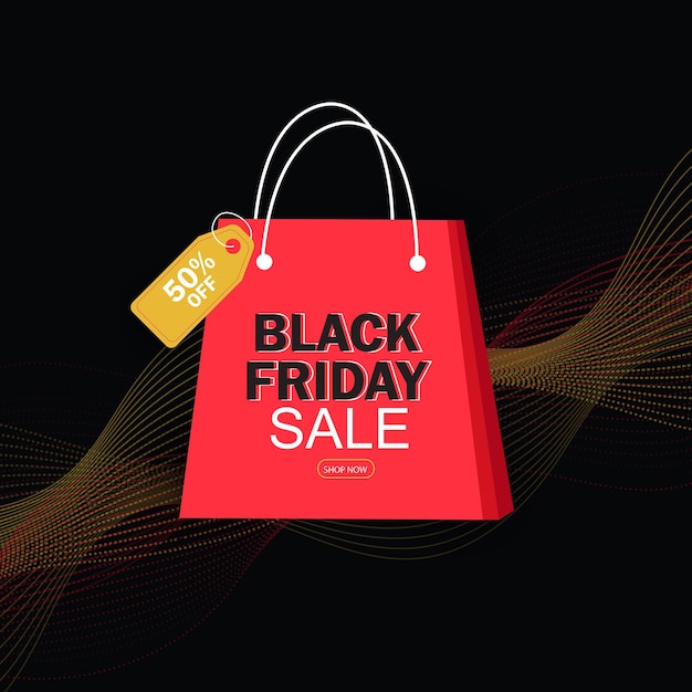 Black Friday sale banner template with shopping bag