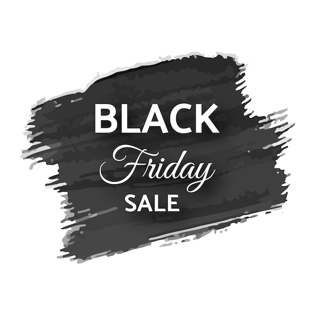 Vector black friday sale banner. white text on dark grunge brush stroke. vector illustration