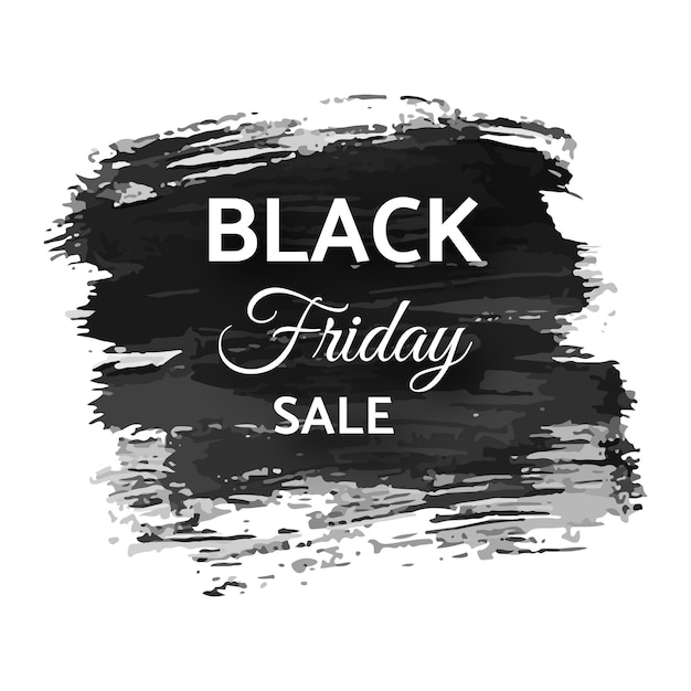 Black friday sale banner. white text on dark grunge brush stroke. vector illustration