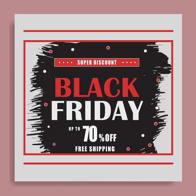Черная пятница распродажа баннер с абстрактным мазком кисти для шаблона поста в социальных сетях instagram