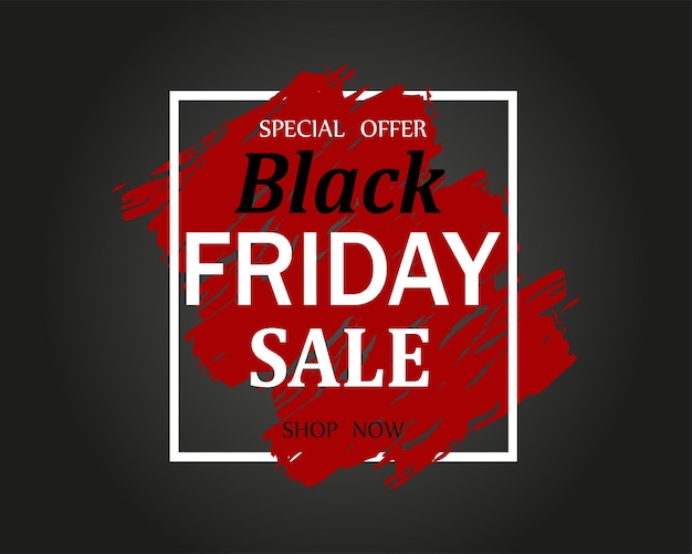 Black Friday sale banner with abstract brush stroke