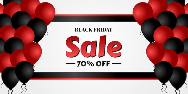 A black Friday sale banner with balloons