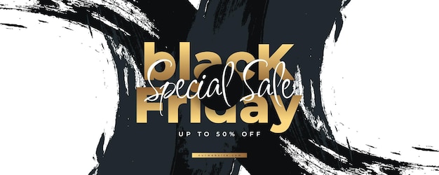 Black friday sale banner with brush background advertising and promotion banner design for black friday campaign shopping website header template