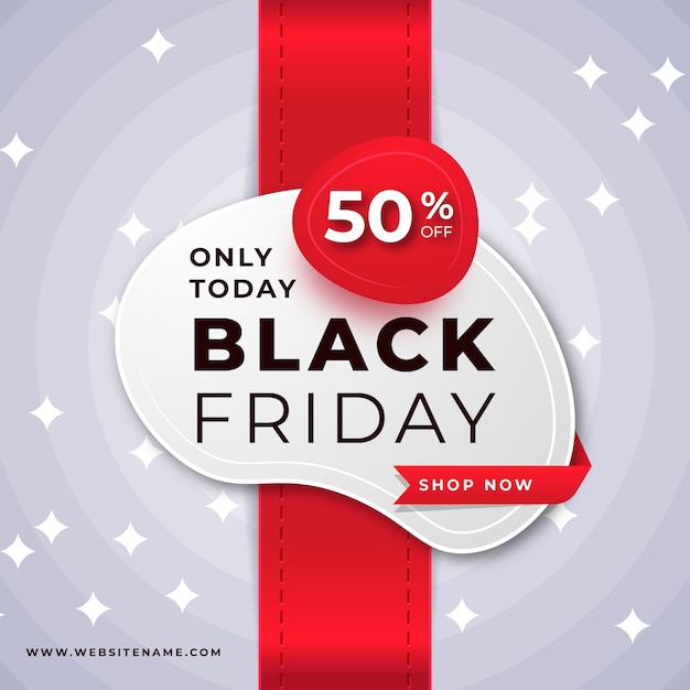 Black friday sale banner with discount details for website and social media